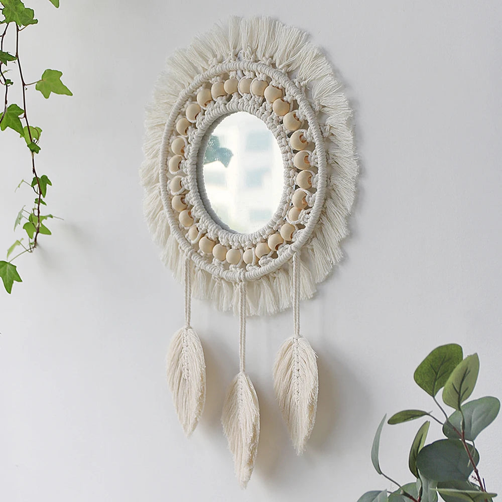 Miroir Rond Macramé